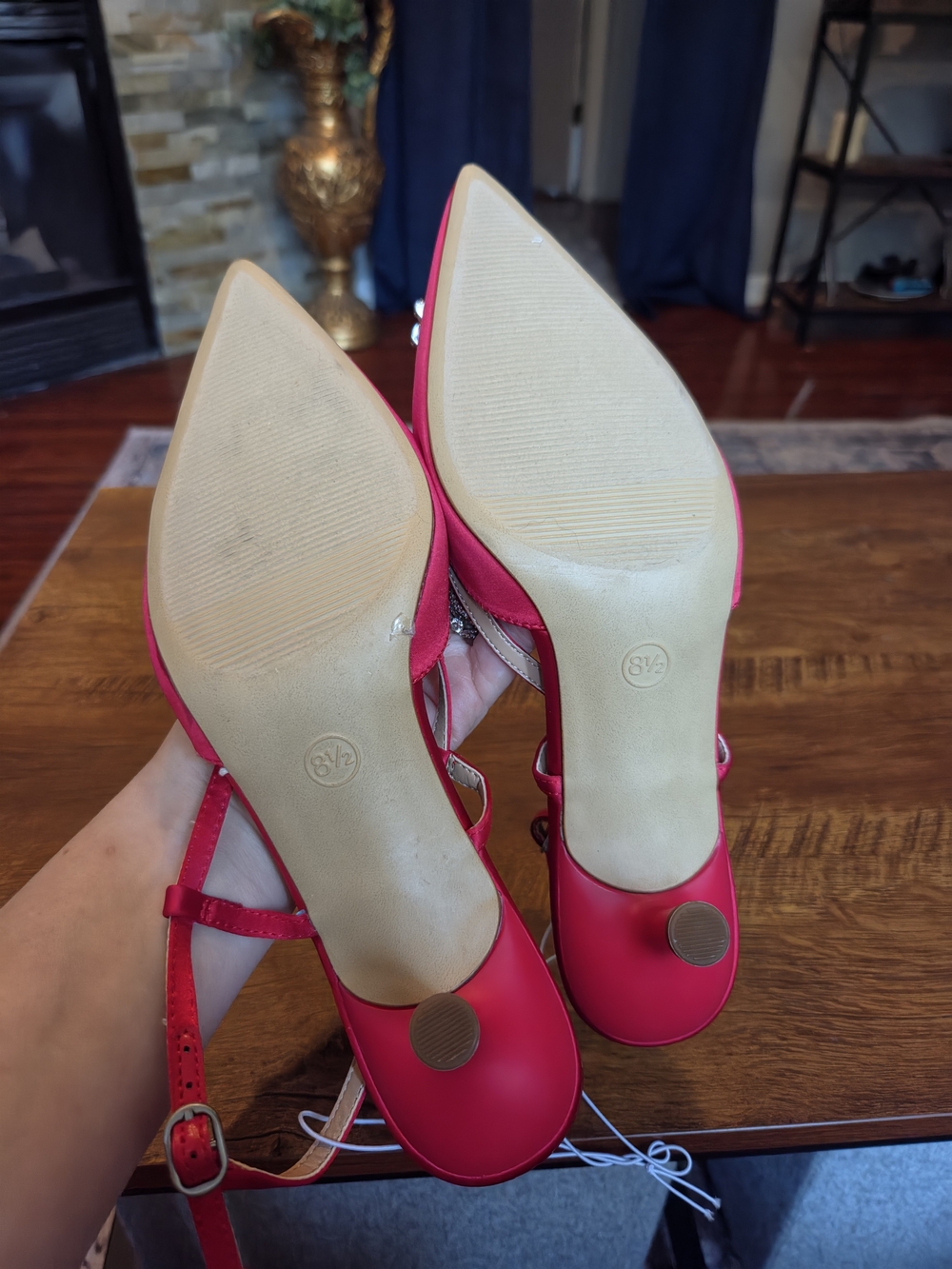 a new day Pink Satin Pointed Crystal-Embellished Slingback Heels - Picture 6 of 7